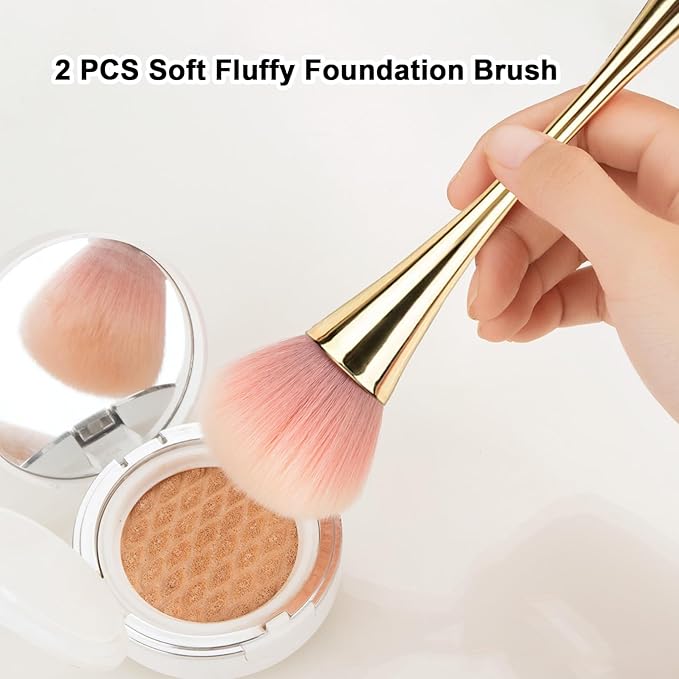 2 Pieces Large Mineral Powder Brush,Kabuki Makeup Brush,Soft Fluffy Foundation Brush Blush Brush,Large Powder Mineral Brush Nail Brushes Makeup Brushes for Daily Makeup
