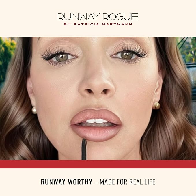 Runway Rogue Designer Liner Lip Pencil, Matte Soft Mocha Lip Liner Pencil and Lip Liner Sharpener, ‘Trendsetter’