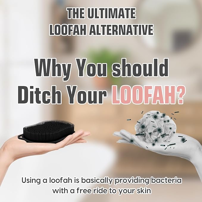 Silicone Loofah - Exfoliating Body Scrubber, Soft Dual-Sided Silicone loofa for Body Clean and Massage, Gentle Bath Brush Lathers Well for All Kinds of Skin