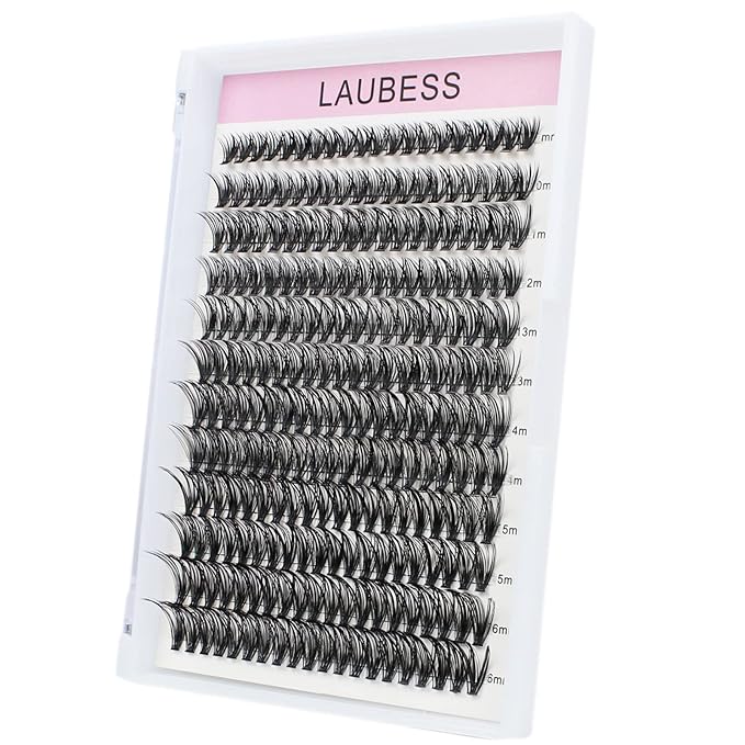 Lash Clusters LAUBESS Individual Lashes Waterproof Eyelash Clusters Mixed Tray Cluster Eyelash Extensions Soft Cluster Lashes for Beginners(40D-0.05D-9-16)
