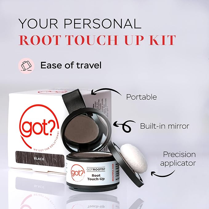 Got? Roots - Temporary Thinning & Gray Hair Cover Up with Pigment Infused Binding Powder for Auburn Hair - Root Touch Up, Brow Filler & Hairline Enhancer - 0.14 OZ Tub