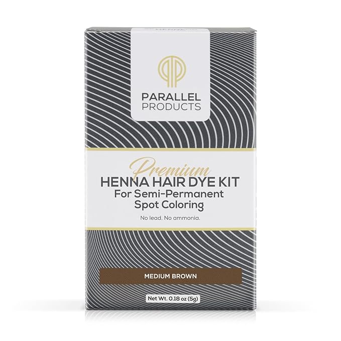 Parallel Products Spot Color Henna Kit - Henna Hair Dye - 5 grams - Tint for Professional Spot Coloring - With Nourishing Oil, Mixing Dish and Application Brush - Root Touch Up (Medium Brown)