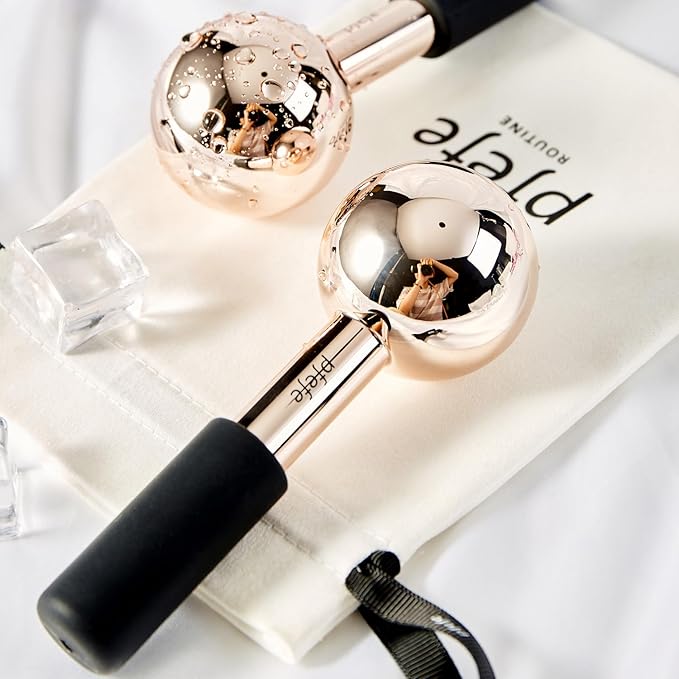 Pfefe Ice Globes for Face & Eyes, Unbreakable Stainless Steel Cryo Sticks for Beauty Routines, Facials Cold Roller Colling Globes for Puffiness, Wrinkles, Dark Circles, Headaches