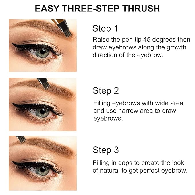 Boobeen 2Pcs Microblading Eyebrow Pencil - Waterproof Eyebrow Tattoo Pen with a Micro-Fork Tip Applicator - Creates Natural Looking Brows Effortlessly