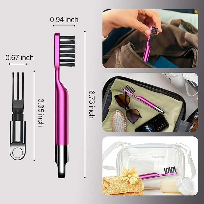 Hair Brush Comb Cleaning Tool Comb,2-in-1 Hair Brush Cleaner Tool, Portable Remover Rake for Removing Hair Dust, Home and Salon Use(Pink)