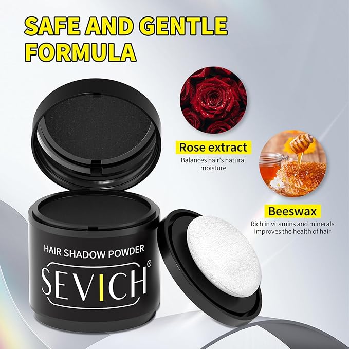 Sevich Hairline Powder 10g Large Capacity - Instantly Conceals Hair Loss, Root Touch up, Shadow Toppers for Women & Men Thinning Gray Hair - 48H Makeup Lasting, 1 Box = 2.5 Boxes, Dark Brown