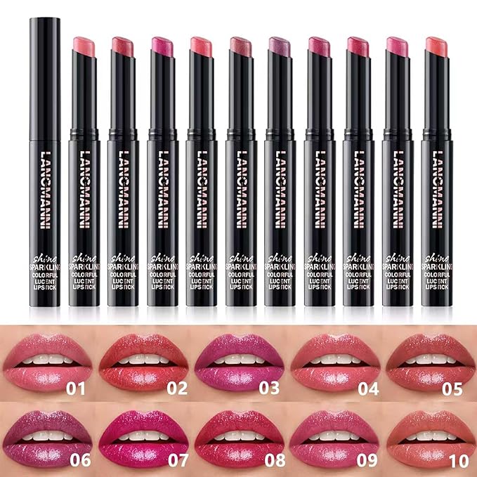 Dark Purple Lipstick with Glitter for Women - Sparkling Lip Glitter, High Impact Color, Transfer Resistant # 09