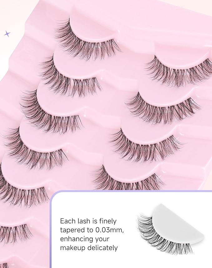 Wispy Lashes Natural Look Natural Eyelashes Fake Eyelashes False Eyelashes Strip Lashes Wispy Eyelashes Clear Band Lashes Light-06