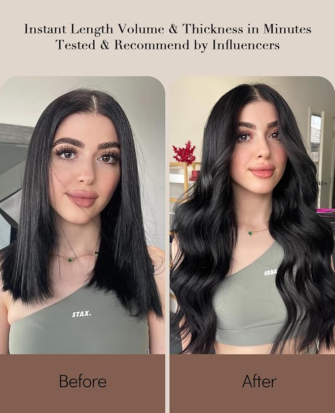 VINBAO Clip in Hair Extensions Human Remy Hair 18 Inch 6pcs 120g Off Black Human Hair Extensions Silky Straight Clip in Hair Extension Real Human Hair for Women(#1B,18'')