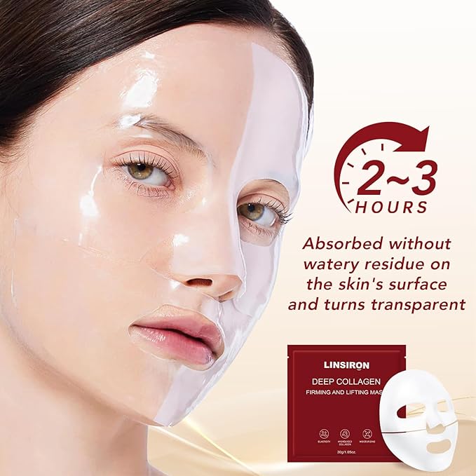 Bio-Collagen Real Deep Masks 24PCS Collagen Face Mask Skin Care Sheet Overnight Skincare Hydrating Smile Line Patches Wrapping Lift Stocking Stuffers Birthday Gifts for Teen Girls
