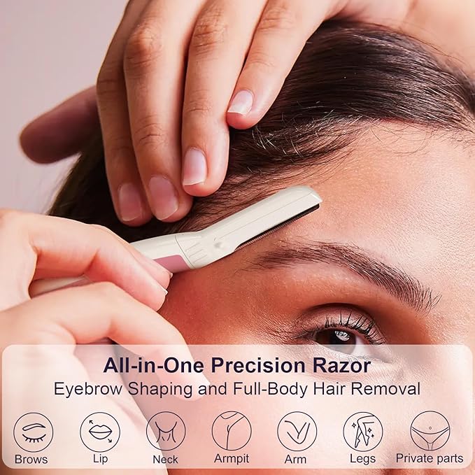 Dermaplane Razor for Women Face, Eyebrow Razor, Face Razors for Women, Dermaplaning Tool, Travel Essentials, (12 pcs, Pearl Blush)