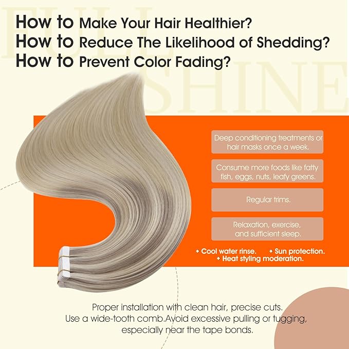 Full Shine Blonde Tape in Extensions Human Hair 18 Inch Remy Double Sided Tape in Hair Extensions 50Gram Balayage 20 Pcs Adhesive Straight Seamless Skin Weft 18/22/60 Invisible for Party