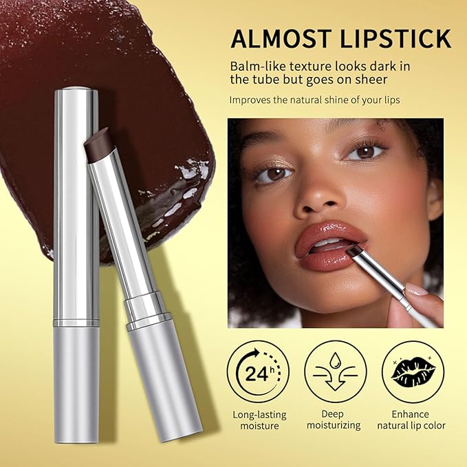 Honey Lipstick Sheer Tinted Lip Balm, Hydrating & Nourishing, Natural Glossy Finish, Moisturizing Lip Color for All Skin Tones Women, Black