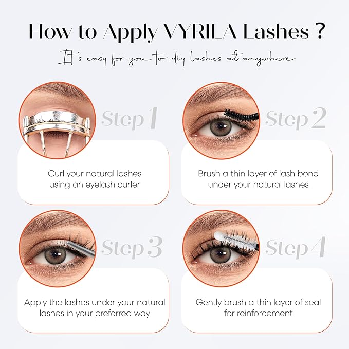 Lash Clusters Kit-VYRILA 0.07mm Wispy 8-14mix C Curl Eyelash Clusters with Lash Bond and Seal Waterproof, Eyelash Tweezers (30P+S03 KIT 186pcs-8-14mix)
