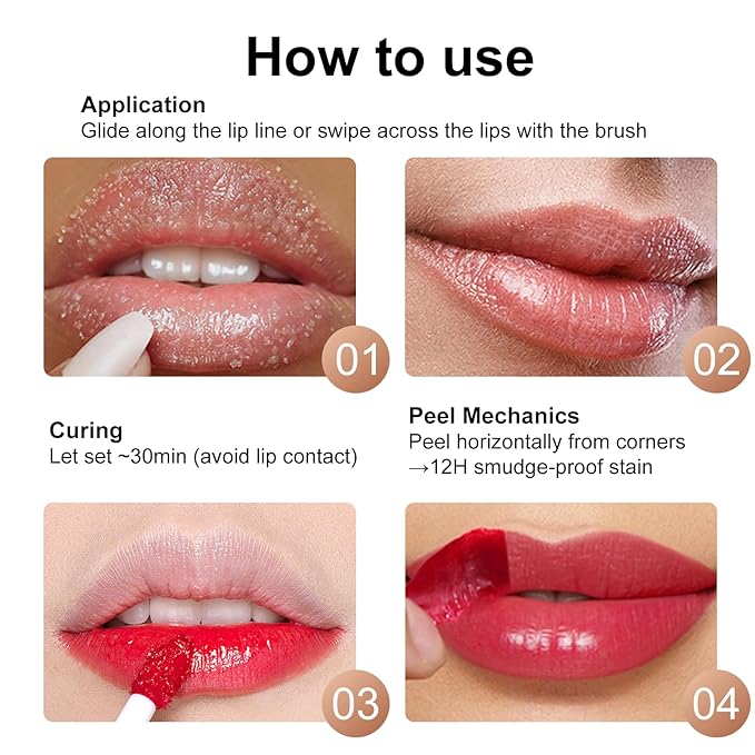 Lip Stain Peel Off - Red Brown Terracotta Lip Tint for Women & Teens | Long Lasting, Waterproof, Non-Sticky, Hydrating | Bold Peel Off Lip Glaze for Sultry Makeup Look
