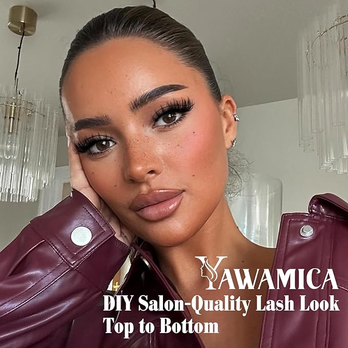 Volume Lash Clusters with Bottom Lashes Wispy Fluffy Eyelash Clusters Manga Lashes Clusters with Spikes 14-24mm Long 260D Thick Cluster Eyelash Extensions D Curl 236pcs Individual Lashes by Yawamica