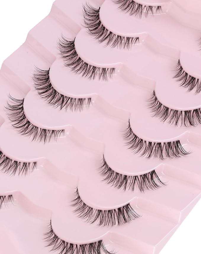 Wispy Lashes Natural Look Fake Eyelashes Natural Lashes False Eyelashes Wispy Fake Lashes Natural Eyelashes Clear Band Lashes UP20