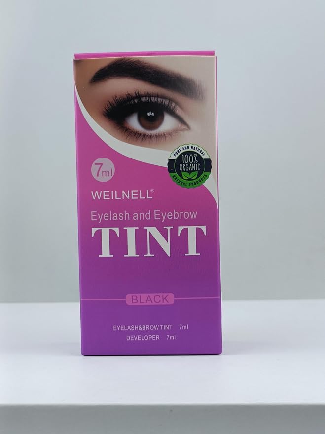 Eyelash & Eyebrow Color Kit, Professional Instant Lash & Brow Color Kit with Natural Black Effects, Easy to Use, DIY Hair Coloring for Salon Home Use 7ml