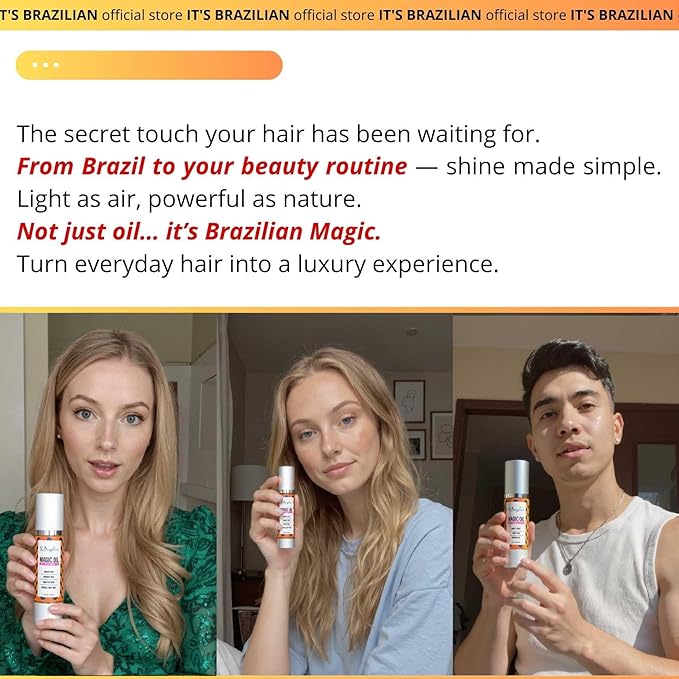 IT'S BRAZILIAN Magic Oil – Anti-Frizz Argan Oil Hair Serum, Weightless Shine & Smooth Feel – 1.7 fl oz – Moisturizes & Tames Flyaways – For All Hair Types