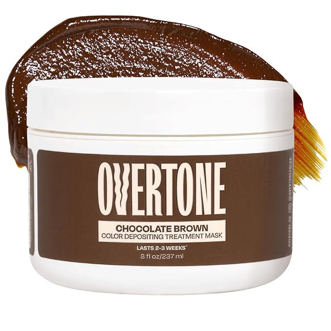 Overtone Semi Permanent Hair Color Conditioner, Chocolate Brown, 8 oz, Nourishing, Damage-Free, Color Depositing Mask for All Hair Types with Shea Butter & Coconut Oil, Vegan & Cruelty-Free