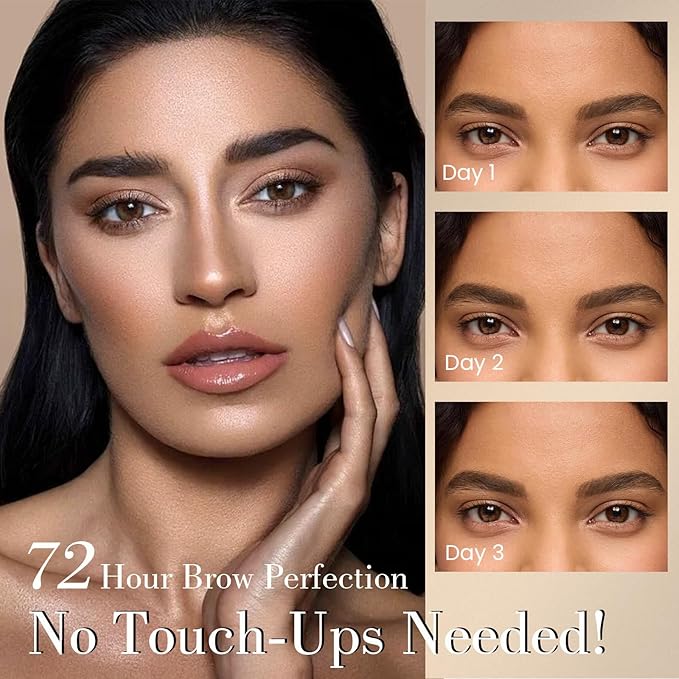 Tattoo Eyebrow Gel Easy Peel Off - Light Brown Eye Brow Gel Eyebrow Dye Eyebrow Tattoo Peel Off, Natural Safe Brow Color for Women Fuller Brows, Easy Use Lasts 3 Days, Waterproof & Transfer-proof - 02