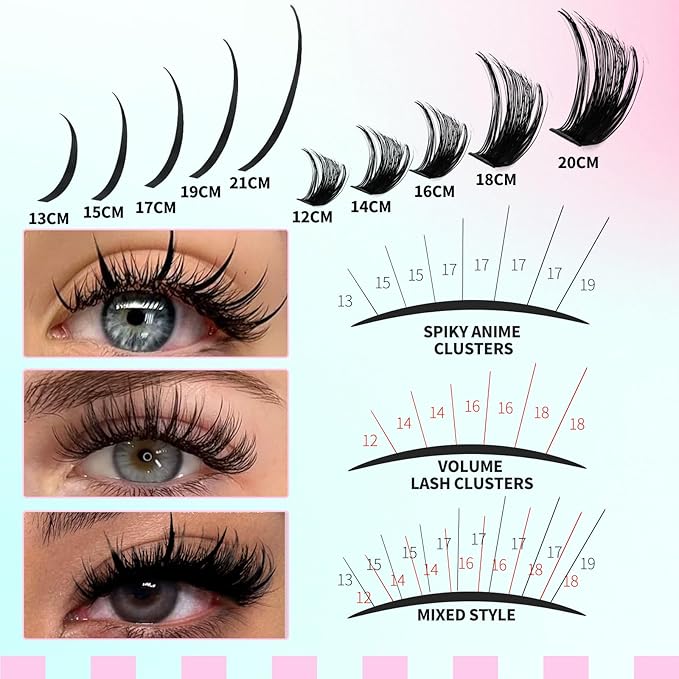Lash Clusters with Spikes 100D Long 12-21mm Cluster Eyelash Extensions DIY Wispy Natural Lash Clusters Spiky Individual Lashes Eyelashes Mink by GEMERRY
