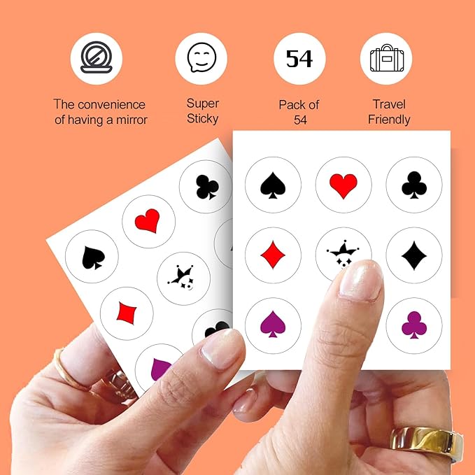 Acne Pimple Patches for Face 54 Count with Mirror Case for Day & Night Use - Hydrocolloid Pimple Pads, Emoji-Themed Blemish Dots, Clear Skin Treatment (Playing Card)