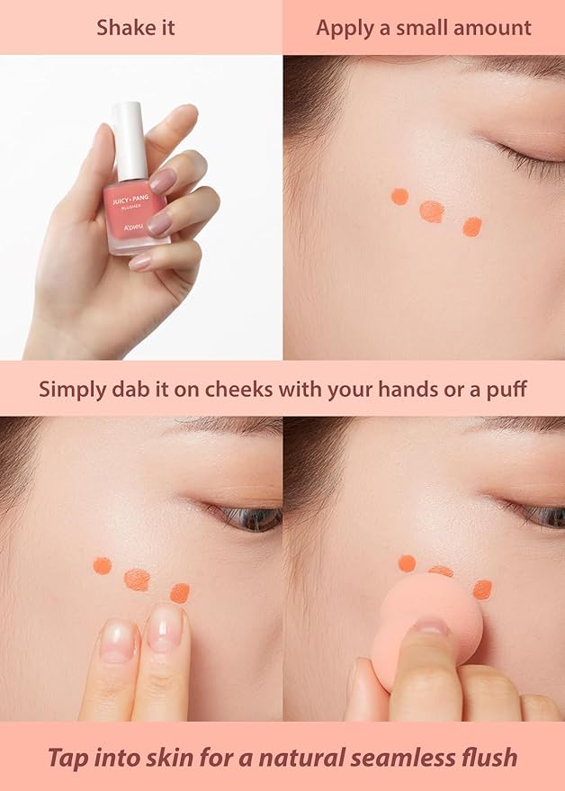 A'PIEU Juicy-Pang Water Blusher [CR01] – Fruity Liquid Blush for Cheeks, Buildable & Blendable Color, Hydrating Dewy Finish with Fruit Extract Blend & Rose Flower Water, 0.31 fl oz