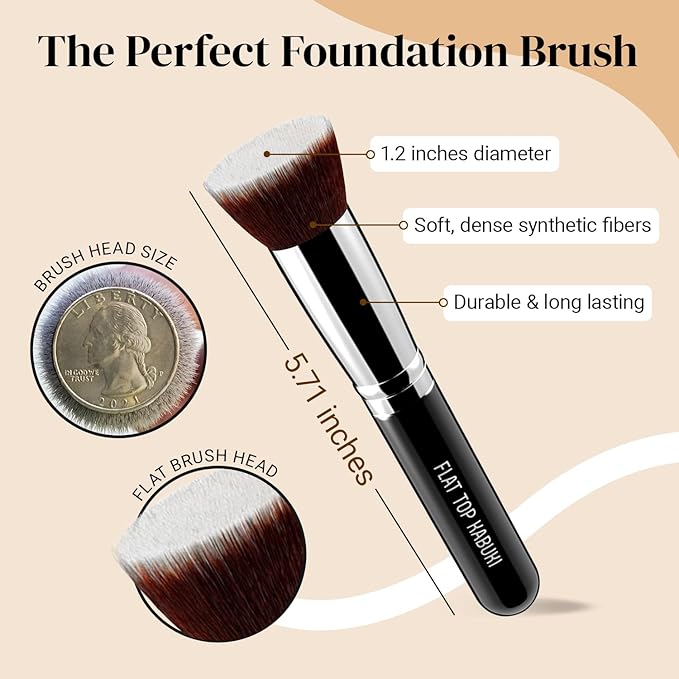 Black & White Kabuki Foundation Brushes Bundle By KESHIMA - Regular Size - Premium Makeup Brushes for Liquid, Cream, and Powder