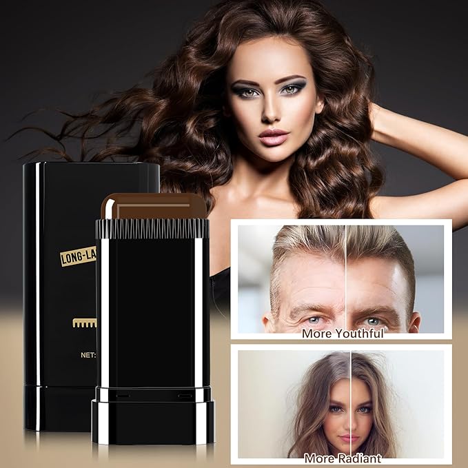 Hair Color Stick, Waterproof and Sweat-Proof Hair Dye Comb, Portable Color Touch-Up Hair Dye Sticks With Comb For Gray Hair Coverage, Cover Gray Hair Color Correction Sticks for Women & Men (Black)