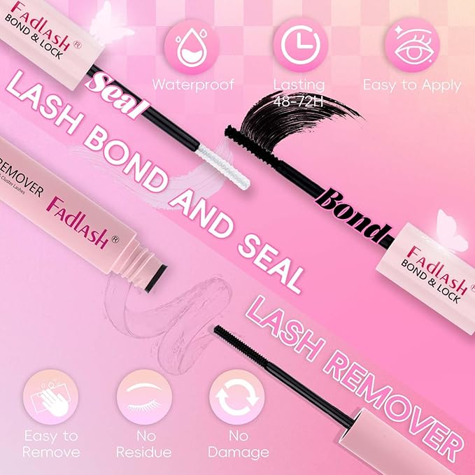 FADLASH DIY Lash Extension Kit Individual Lashes Cluster D Curl Eyelash Extension Kit D Curl Lash Clusters Lash Applicator Tool for Self Application at Home(KIT 40D+50D-D-12-18mm)