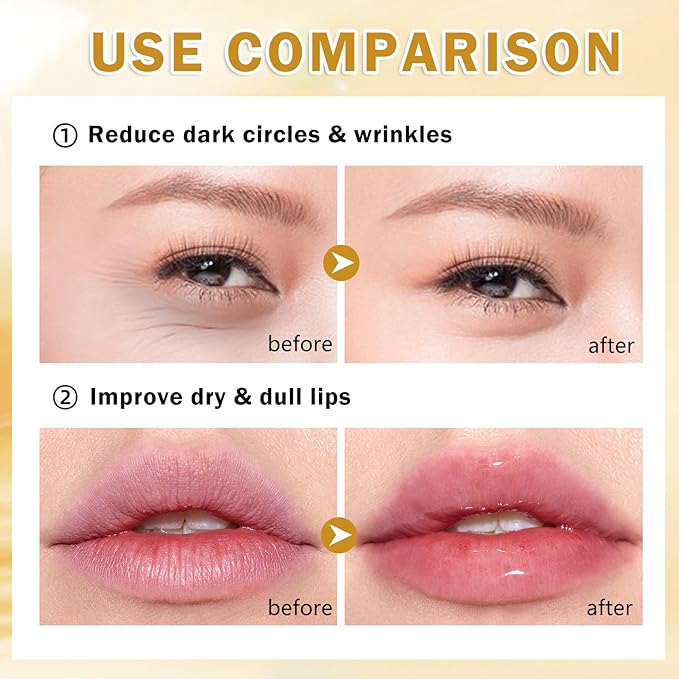 CAHIUYOA 30PCS Lip Mask & Eye Mask 24k Gold Under Eye Patches for Puffy Eyes and Dark Circles Effectively Moisturizing the Lip and Eye Skin Reducing Fine Lines
