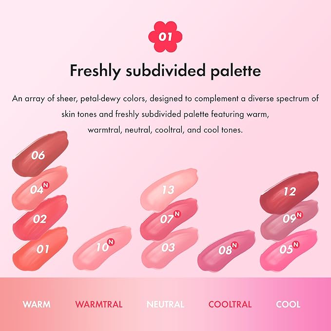 Amuse SEOUL Daisy Flower Dew Tint 01 LA VIE EN CORAL | 35% High-moisture Water Tint, Long-lasting, Vitamin E Acetate, Moisturizing, No Peel Off, Lip Treatment, Non Sticky, Korean Lip Tint for Dry Lips