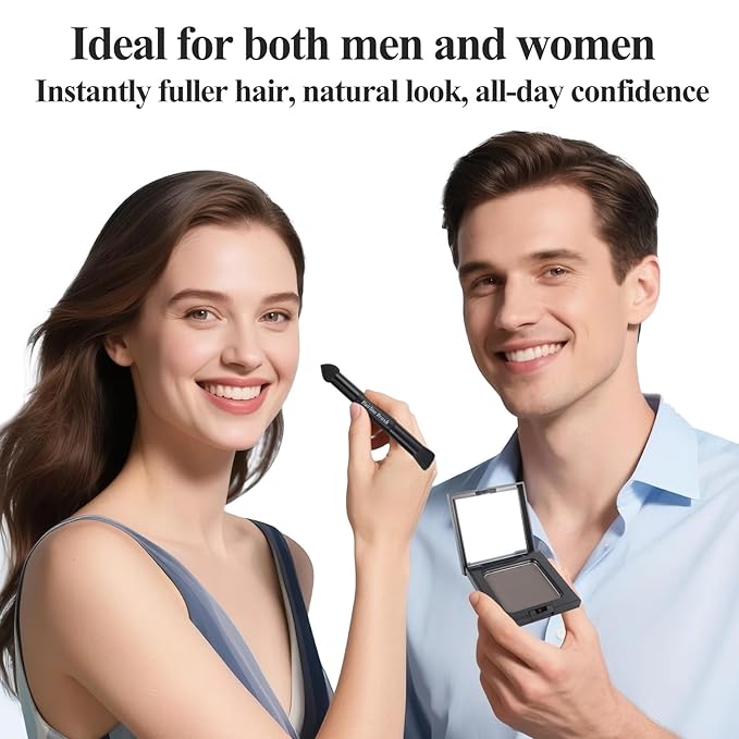 VOLLUCK Root Touch up Powder, Long-lasting Gray Hair Cover up Powder for All Hair Types, Waterproof for Women and Men (Medium-Brown, 0.42 0unce)