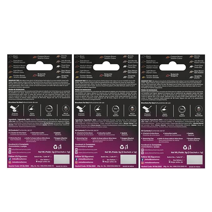 MinaiBrow Tinting Kit | Natural Spot Coloring Powder, Smudge Proof Formula | Instant Multi-Shade Brows (Dark, Light & Medium Brown)