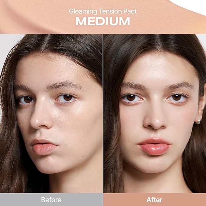 2aN Gleaming Tension Cushion Foundation Pact 0.45 oz, Korean Cushion Foundation Makeup, Lightweight & Buildable Coverage with Ceramides and Centella Asiatica (#23 Natural Beige. Pack of 1)