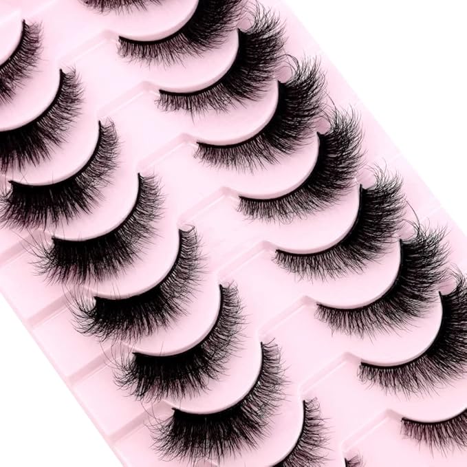 HBZGTLAD New 10 Pairs 3D Mink Lashes False Eyelashes Handmade Wispy Fluffy Long Lashes Natural Eye Makeup Tools Eye Lashes(6DF07)