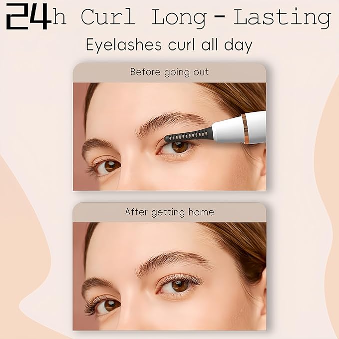 BUV 2025 Upgraded Heated Eyelash Curler - Fast 5s Heat-Up, USB Rechargeable, LED Display, Anti-Burn, 24H Long-Lasting Curl, White