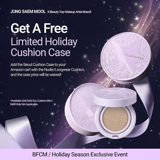 JUNG SAEM MOOL Essential Skin Nuder Cushion 13W Fair Ivory 0.49 Fl Oz, No Refill, Natural Radiant Finish Cushion Foundation with Buildable Coverage, Lightweight Texture, Korean Foundation Makeup