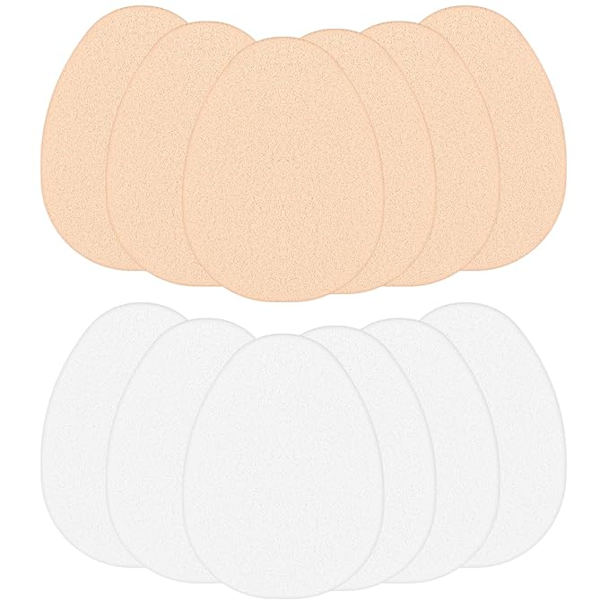 12 Pcs Flat Makeup Sponge, Smooth Makeup Sponges Cushion Foundation Puff Make up Cushion Make up Applicator Sponge for Natural and Easy Soft Long-lasting and Beginner-friendly(White, Beige)