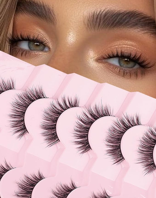 Natural Look Wispy Lashes Mink False Eyelashes C Curl Strip Lashes Pure-04
