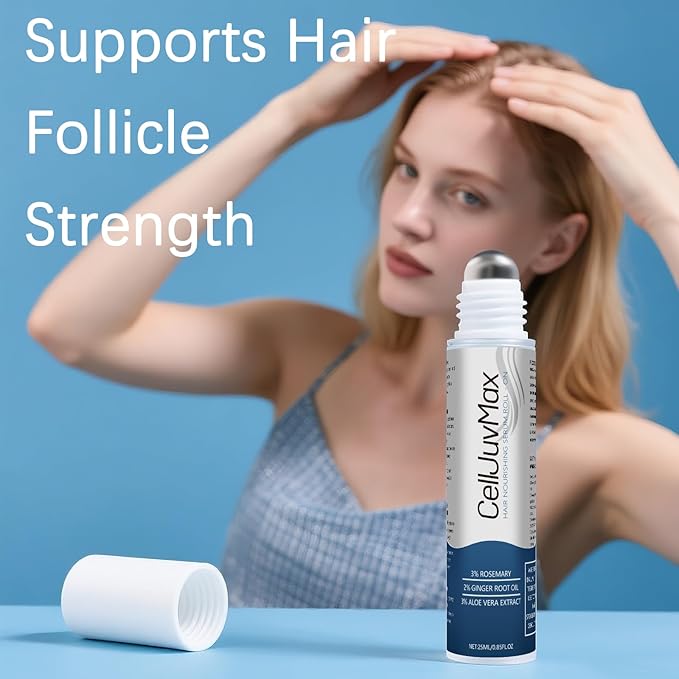 Hair Growth Serum Roll On – Rosemary & Peptide Formula for Thicker Hair, Fast-Absorbing & Non-Greasy, Advanced Follicle Support 0.85 Fl Oz (1 Pcs)