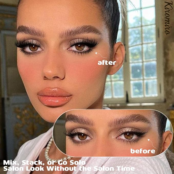 Kiromiro Lash Clusters Kit, 258pcs Lash Clusters with Spikes 12-22mm Top & Bottom Eyelash Clusters Kit with Bond and Seal Fluffy DIY Clusters Lashes Extensions Kit