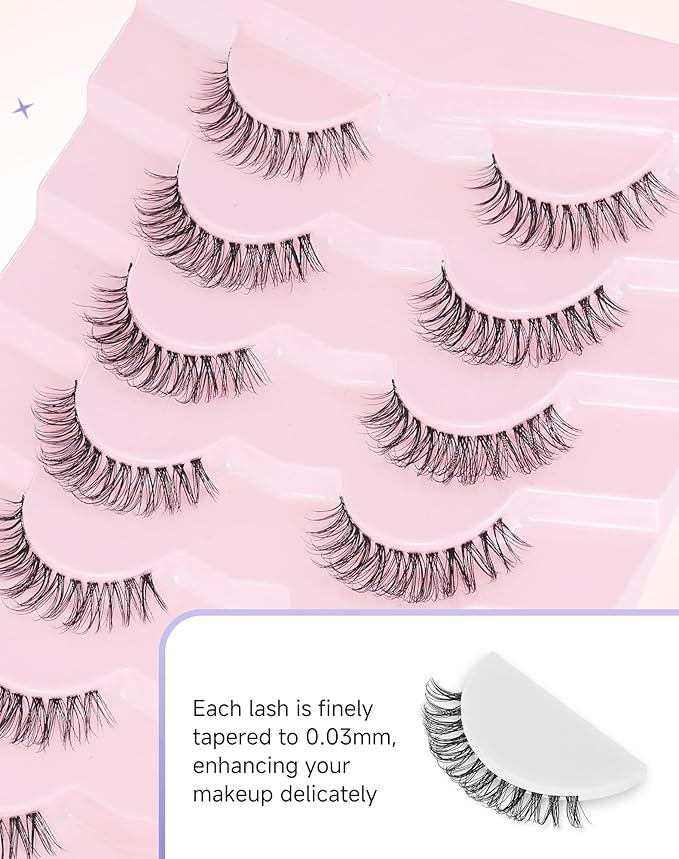 Wispy Eyelashes Natural Lashes Natural Eyelashes Fake Eyelashes False Eyelashes Strip Lashes Wispy Lashes Clear Band Lashes Light-08