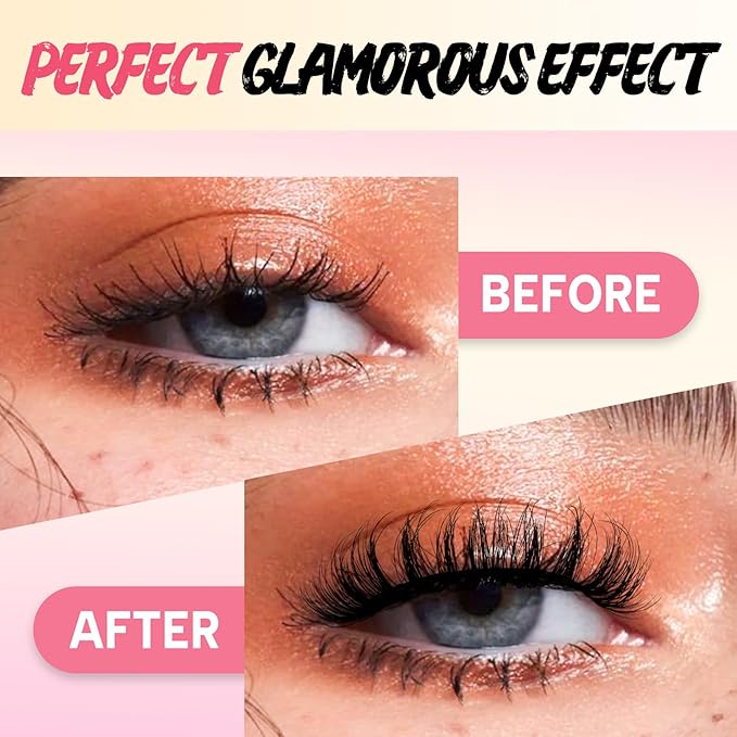 Ahrikiss Russian Strip Lashes That Look Like Extensions D Curl Fluffy False Eyelashes 10 Pairs Wispy Natural Fake Lashes Pack Fluffy 3D Volume Fake Lashes (D04)