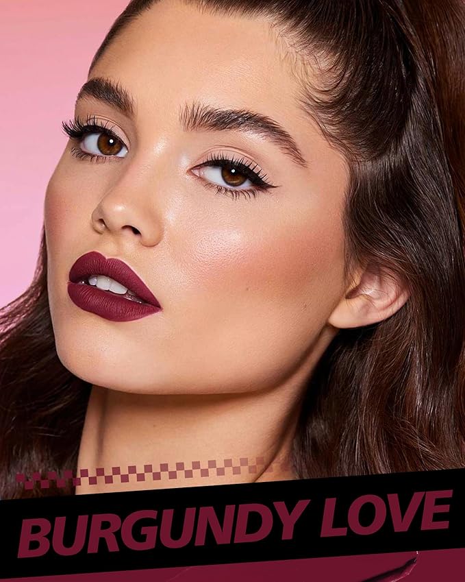 Red Lipstick Set Long Lasting 3Pc Matte Liquid Lipsticks for Women Non Transfer Smudgeproof Red Burgundy Nude Lipstick Kit Cruelty Free Lip Color, 13/47/61