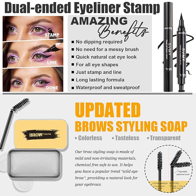 All in One Makeup Kit, Makeup Kit for Women Full Kit, Travel Make Up Gift Set for Women Teens Girls, Includes Eyeshadow, Foundation, Primer, Lipstick, Eyebrow Soap, Eyeliner Stamp, Brush, Sponge