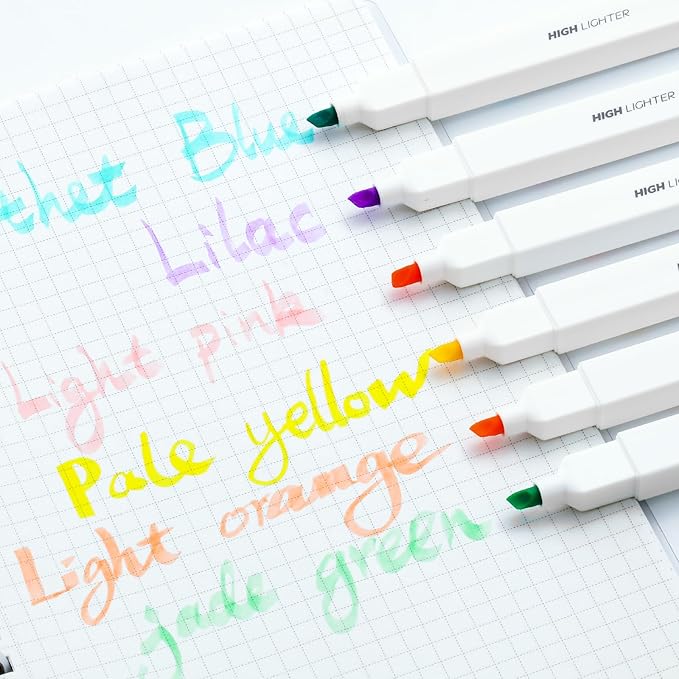 M&G 6 Pcs Aesthetic Cute Pastel Highlighters, Assorted Colors, No Bleed Bible Highlighters, Dry Quick With Soft Chisel Tip, Easy to Hold, for Journal, School Supplies, Office, Bible