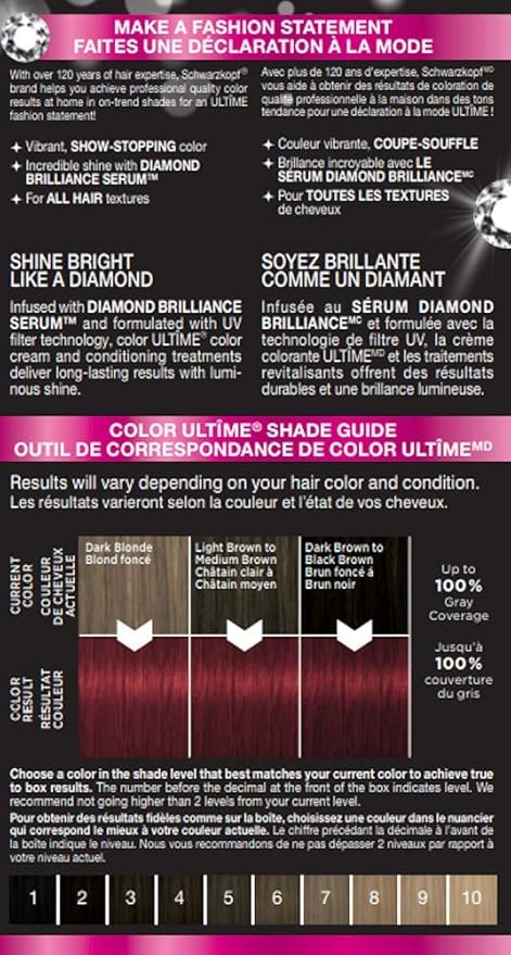 Schwarzkopf Color Ultime 5.29 Vintage Red Hair Dye, Permanent Intense Black with Diamond Brilliance, Fade-Resistant, Covers Grays, All Hair Textures