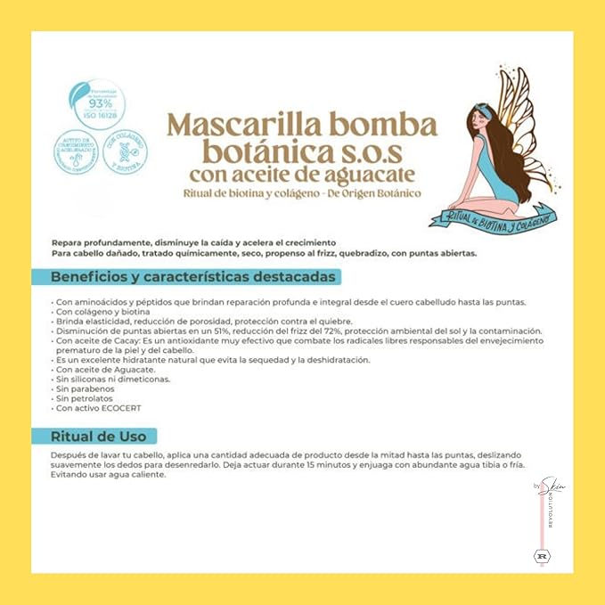Ritual Botánico Keratina Orgánica | Treatment to Straighten, Repair and Relax Hair | Natural, Organic & Vegan | Product of Colombia | Mascarilla Bomba, 400 ml/13.52 Fl Oz (2 Count)